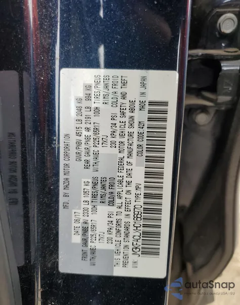 2017 Mazda Cx-5 Touring from USA, damaged, VIN JM3KFACLXH0166970